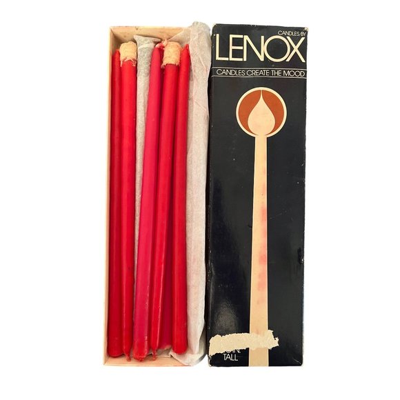 Lot of 2 Vintage Lenox  Hand Dipped Tiny Tapers Candles 1978 Brown Red - Picture 2 of 4